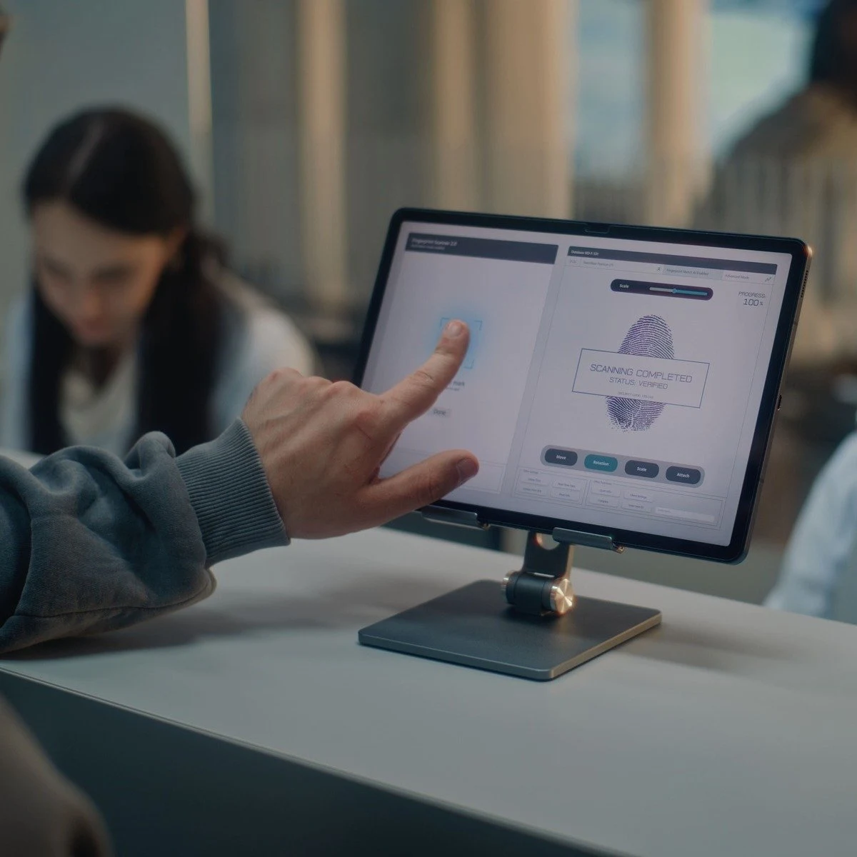 Traveler Getting Fingerprinted In An Airport