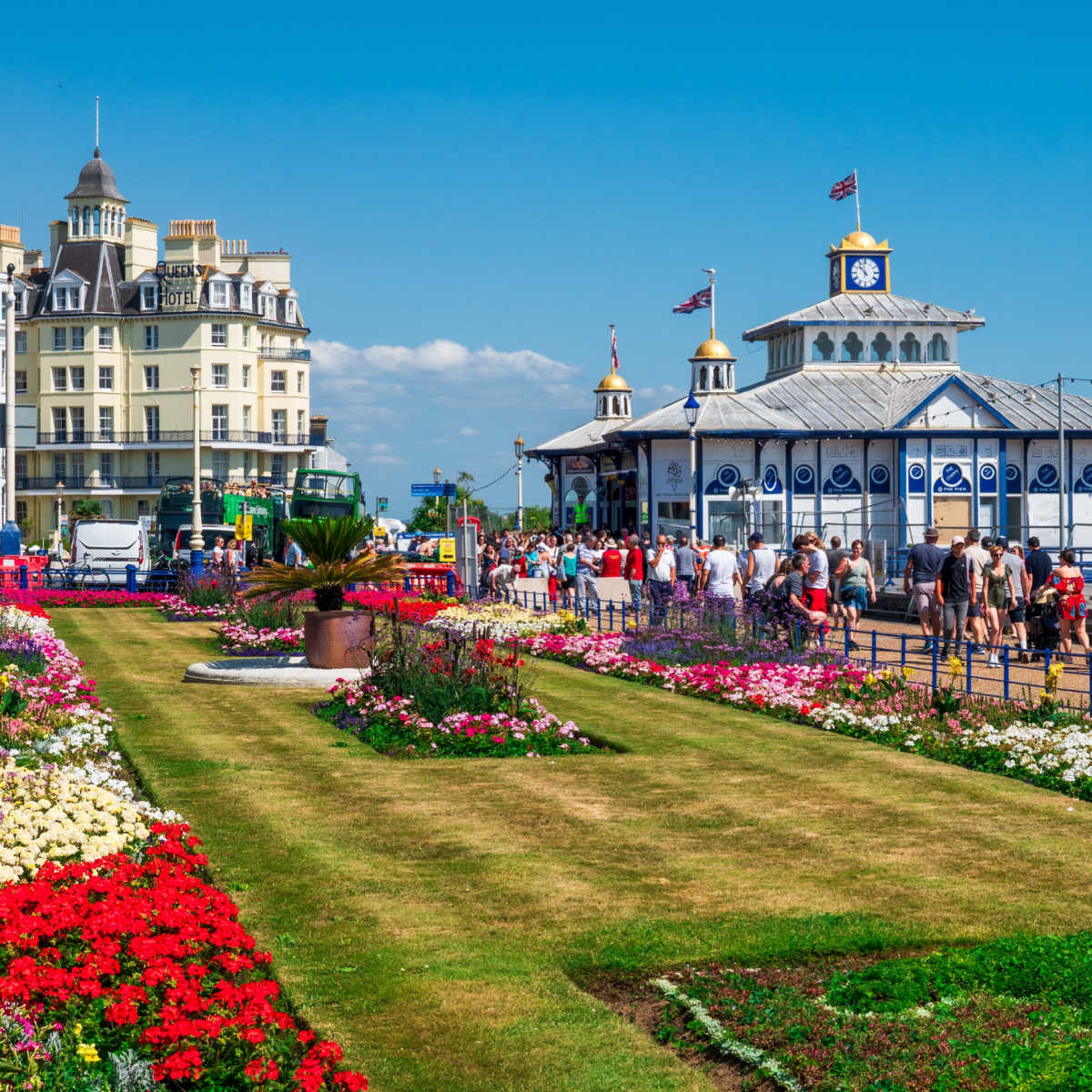 Victorian architecture on the coastal Pier near Eastbourne beach
