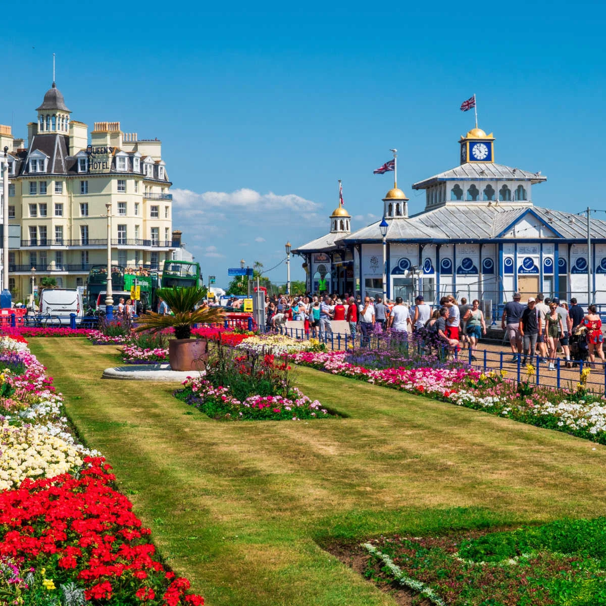 Victorian architecture on the coastal Pier near Eastbourne beach