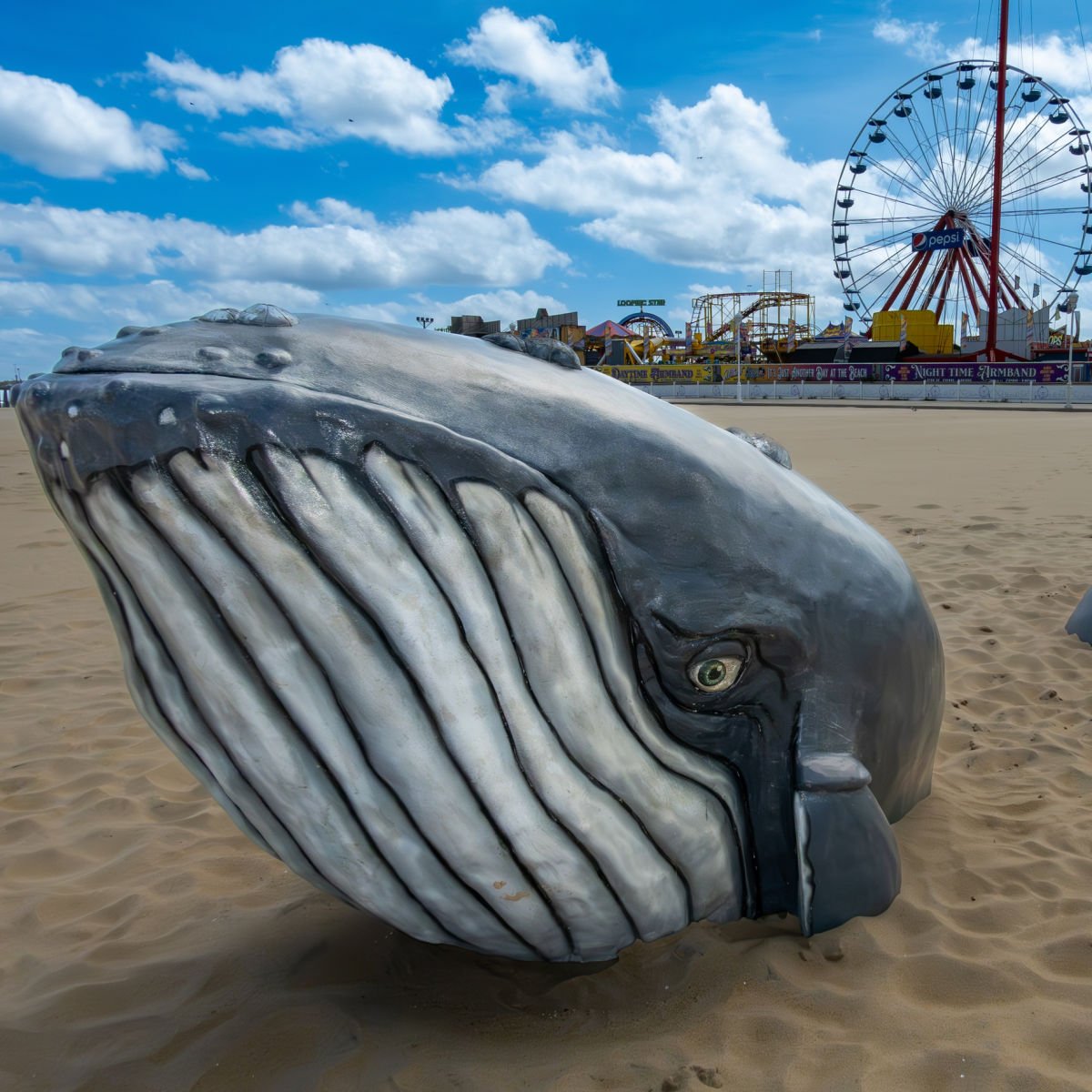 Whale figure on beach - Ocean City, MD