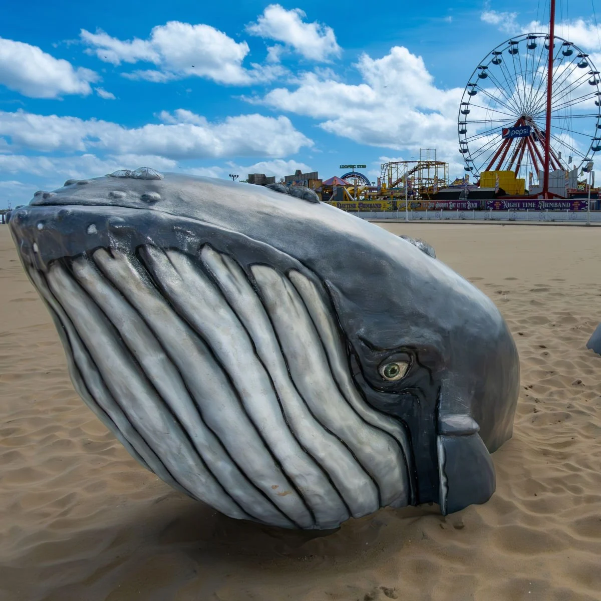 Whale figure on beach - Ocean City, MD