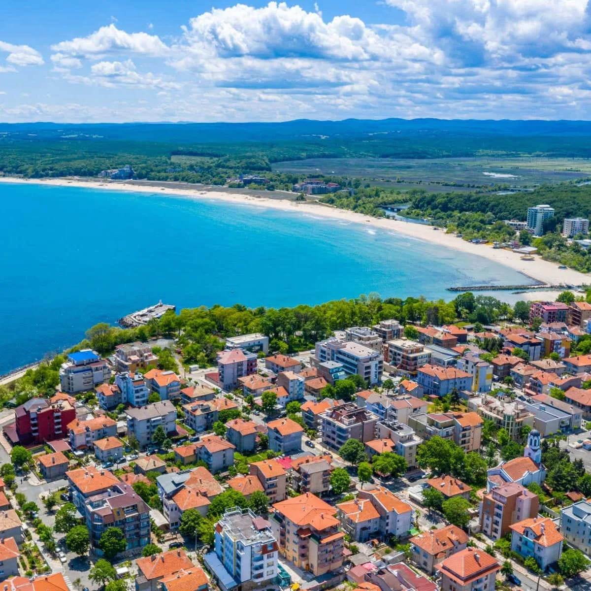 Aerial View Of Townhouses In Primorsko In Bulgaria