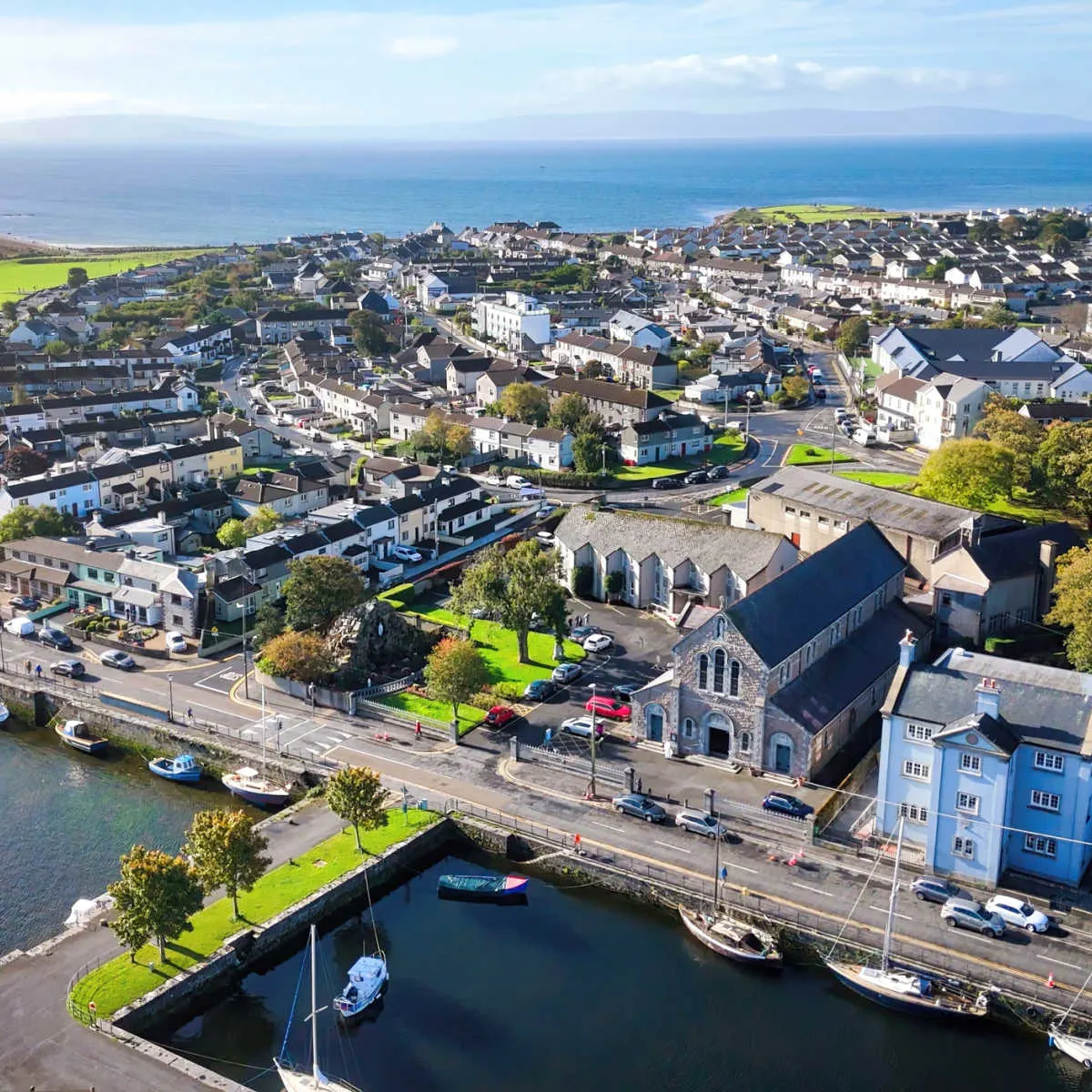 Aerial view of Galway, Ireland townscape