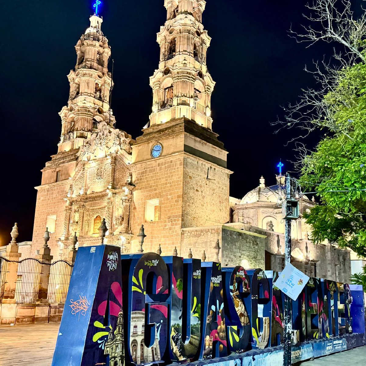 Catedral de Aguascalientes at night