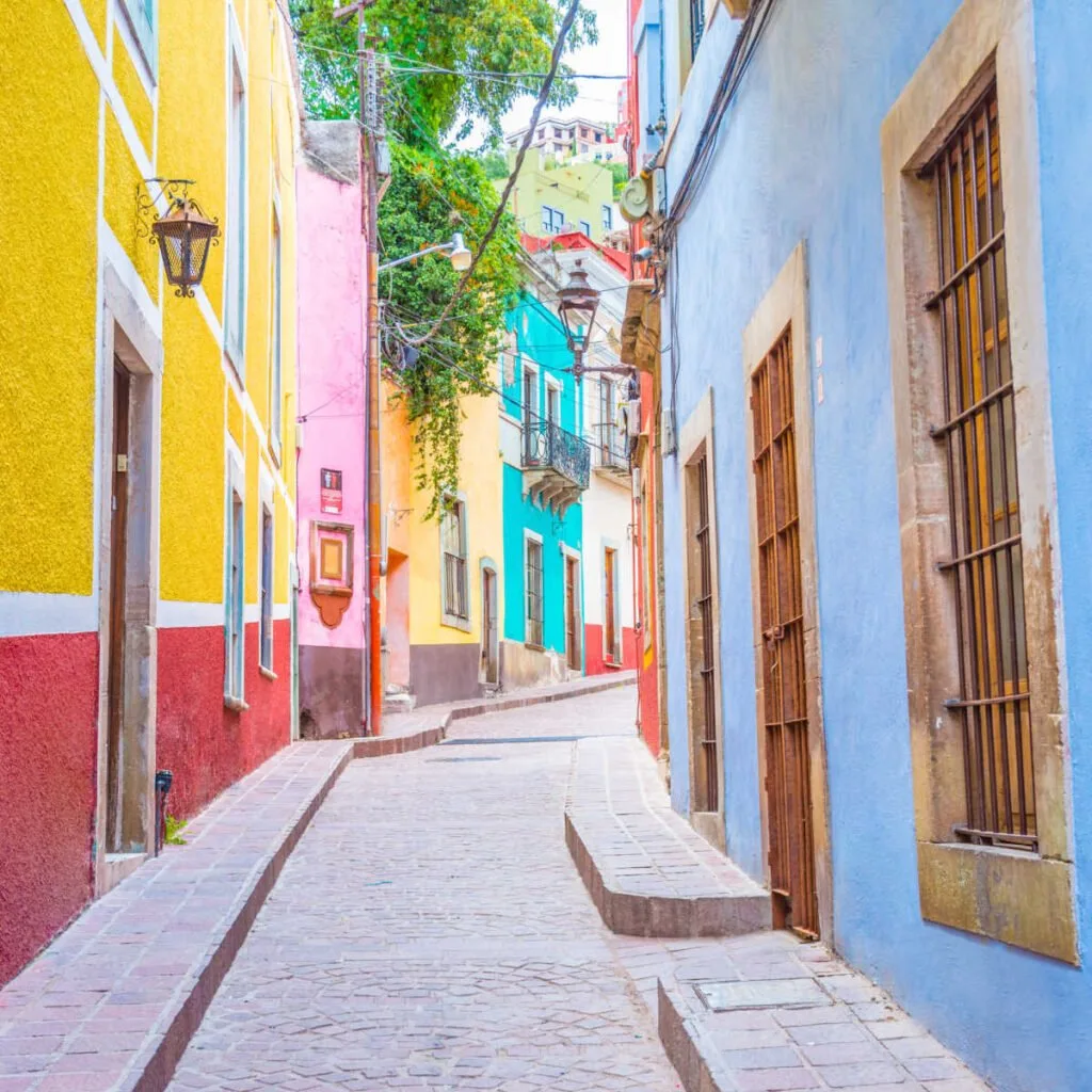 Colorful streets in storybook city of Guanajuato, MX
