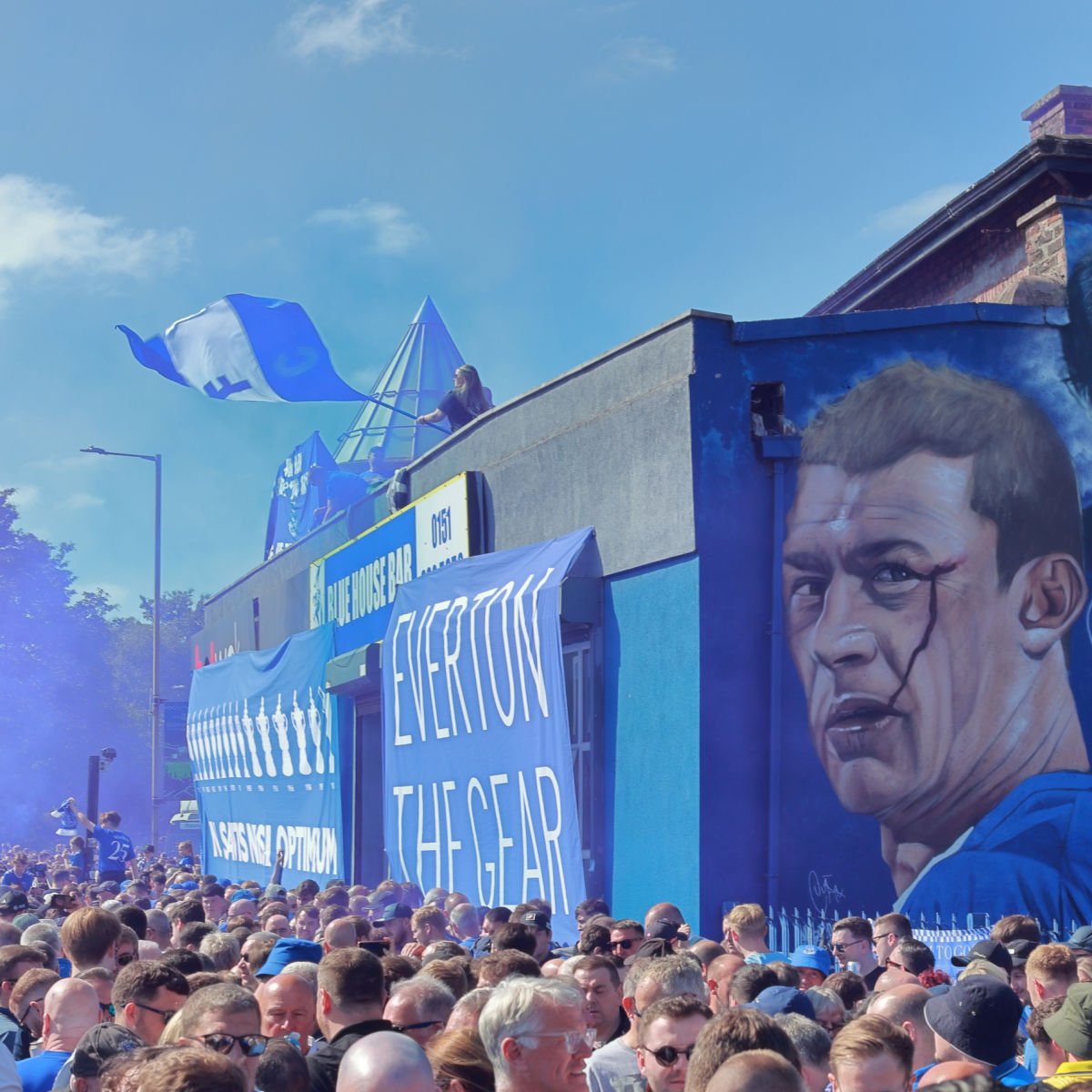 Everton F.C. fanfare in Liverpool, UK