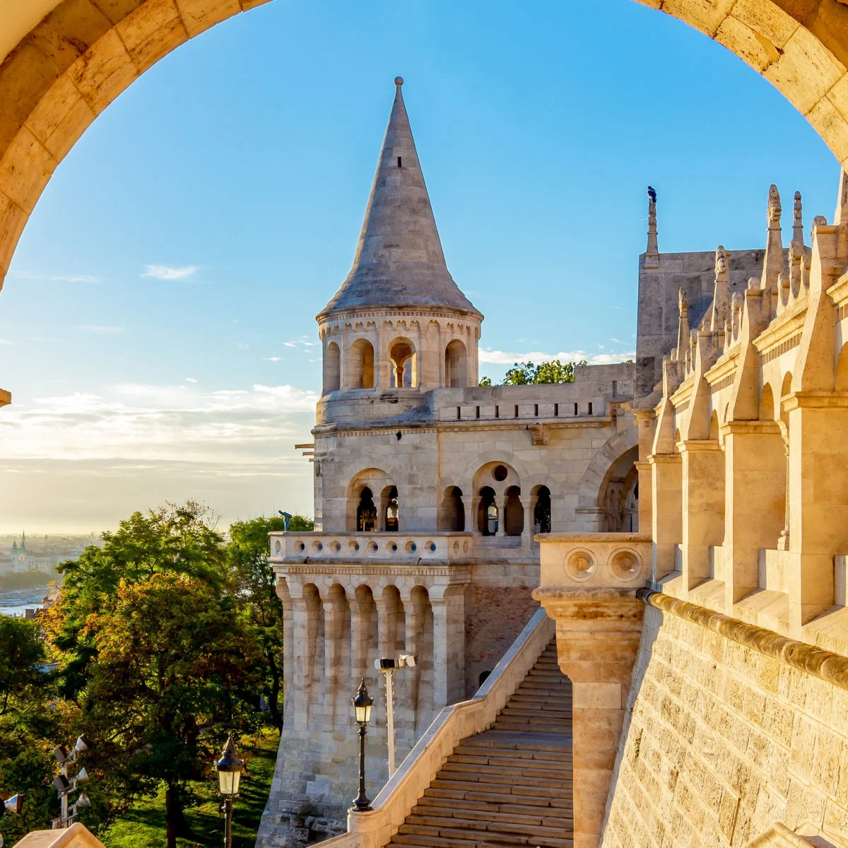 Fisherman Bastion at sunrise in Budapest