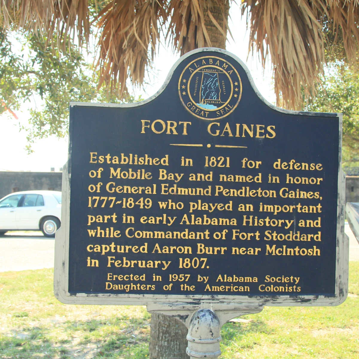 Fort Gaines sign in Alabama