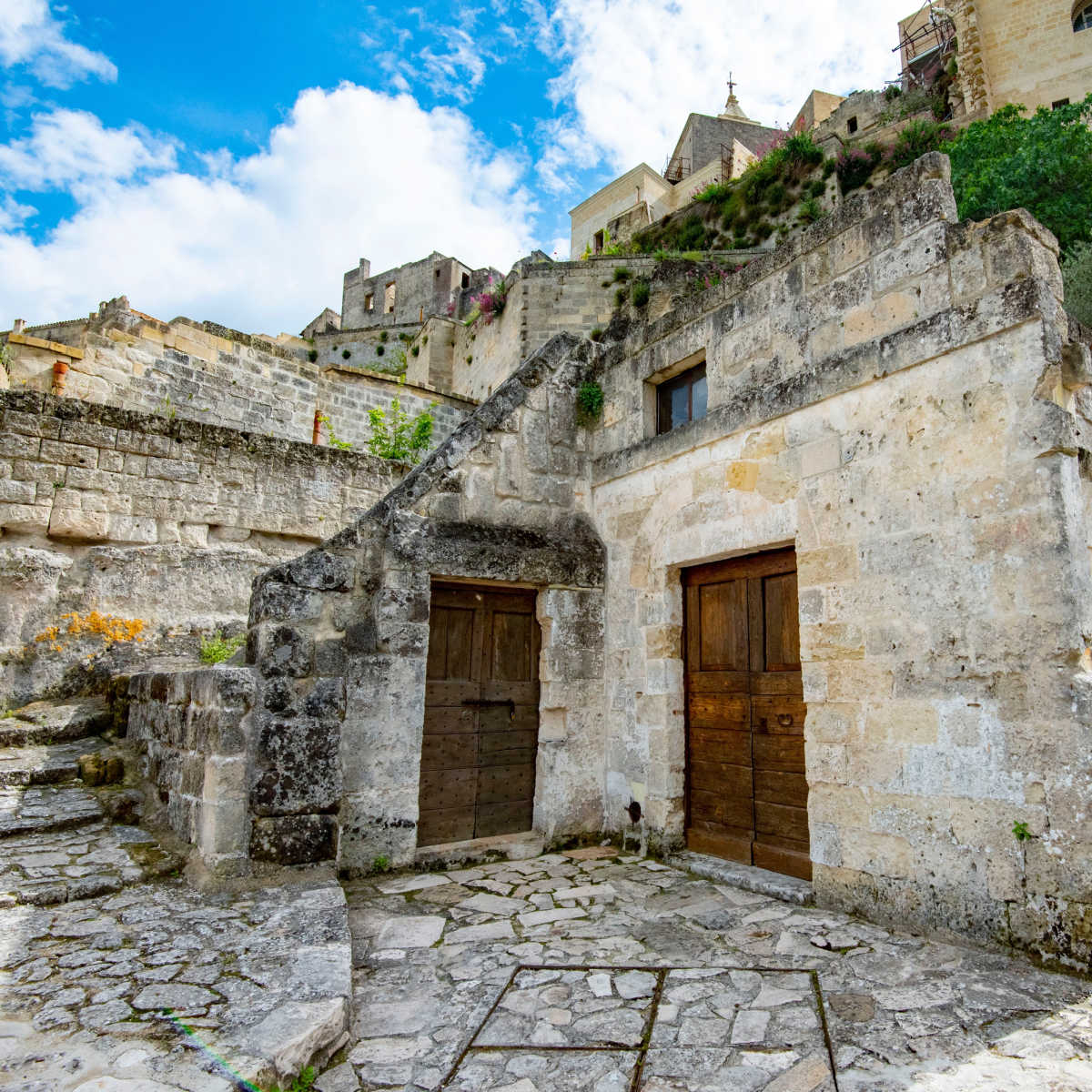Historic corner of the city of Matera, Italy