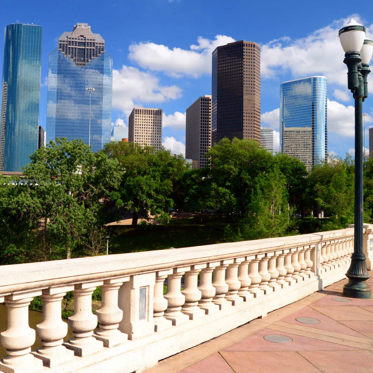 Houston, TX skyline on nice day