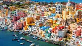 Pastel townscape of Procida, Italy