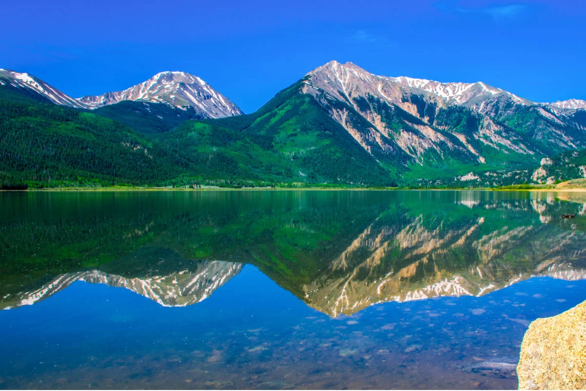 Mirrored reflection on Twin Lakes, CO