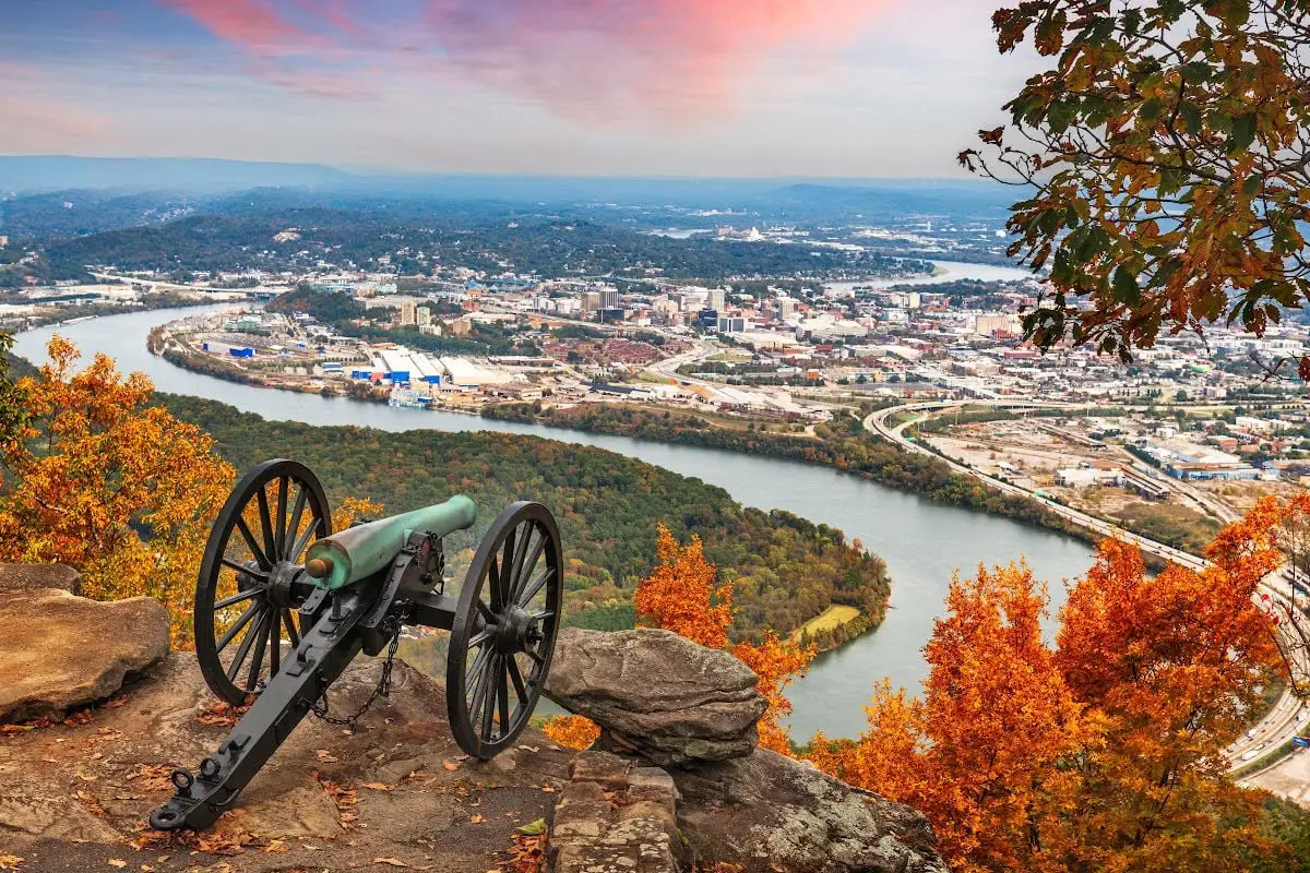 Chattanooga's Lookout Mountain on fall morning