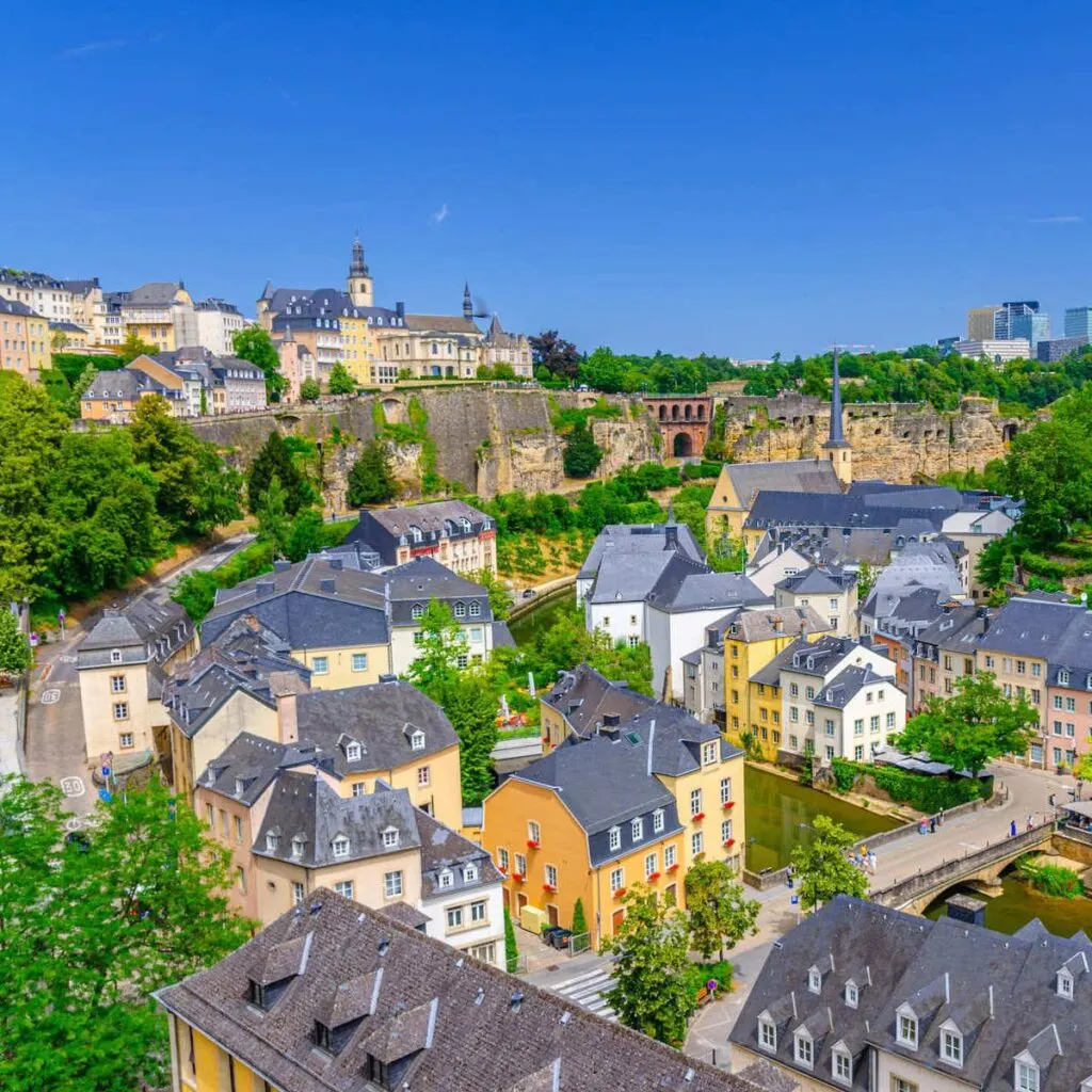 Panoramic View Of The Grund In Luxembourg City, Luxembourg, Central Europe