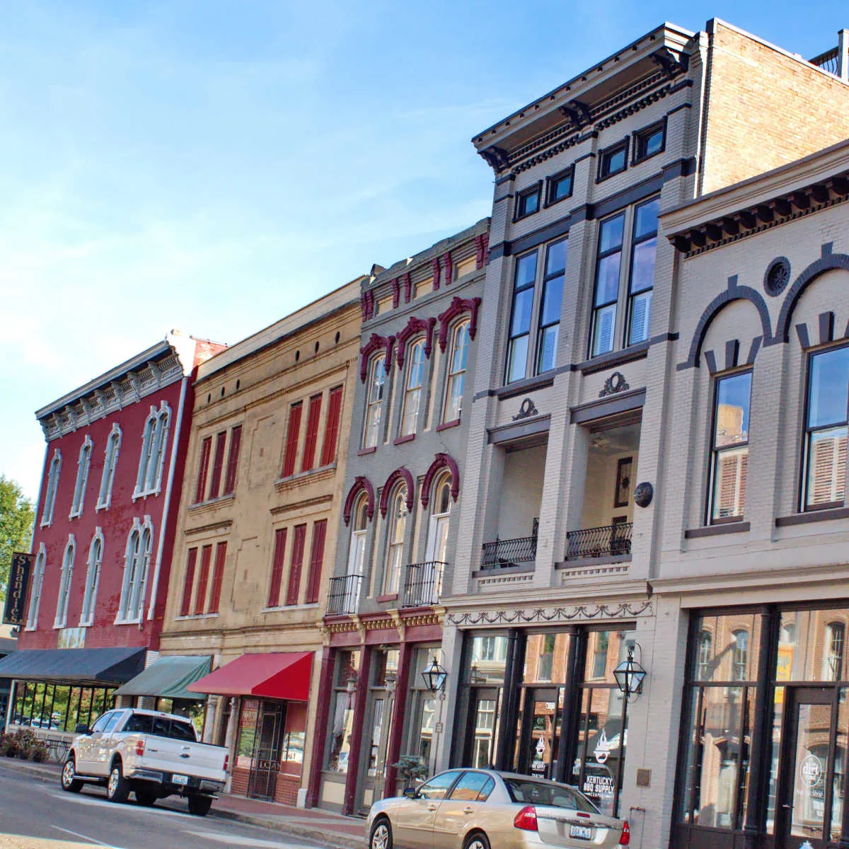 This Charming Riverside Town Is Set To Welcome First Commercial Flights In Years Row of historic buildings in Paducah, KY