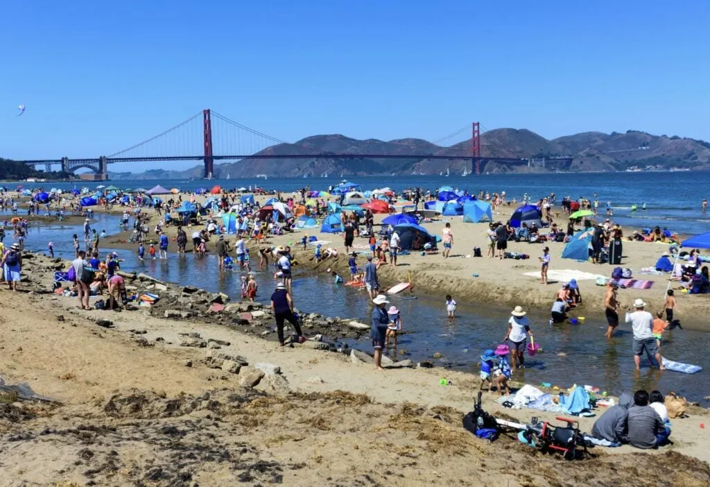 San francisco beach corwds