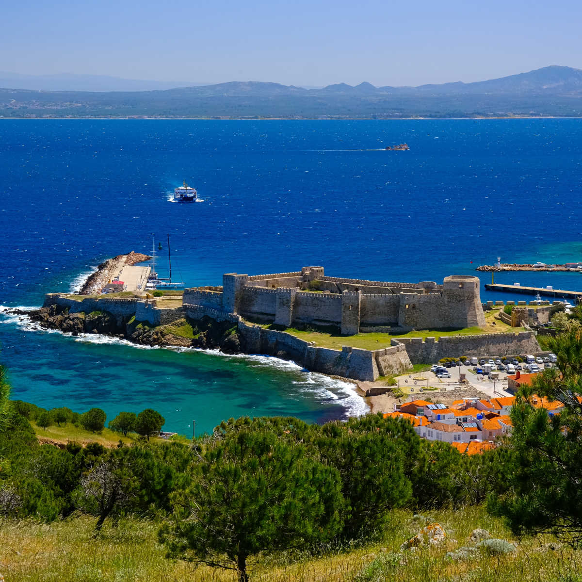 Seaside castle in Bozcaada, Turkiye