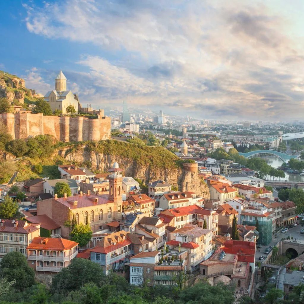 Sunny landscape of Old Tbilisi Georgia