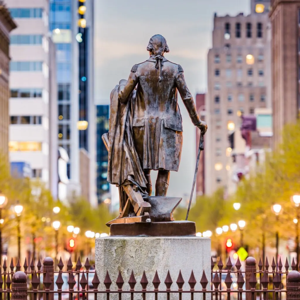 View of Raleigh skyline from capitol grounds