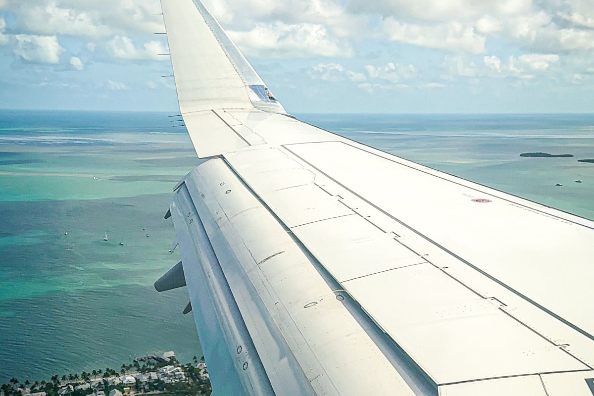 Aerial view flying into Key West