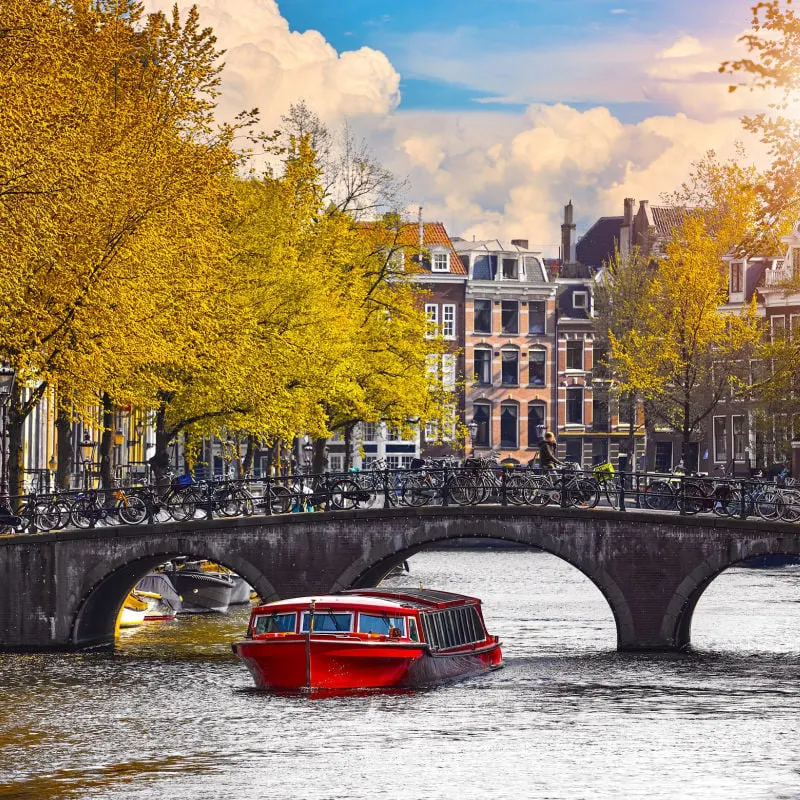 Amsterdam canal in fall