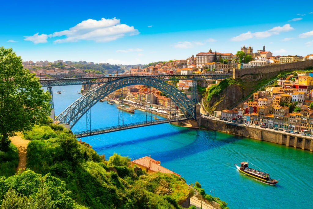 Beautiful view of the city of Porto on a beautiful summer day. Porto, Portugal
