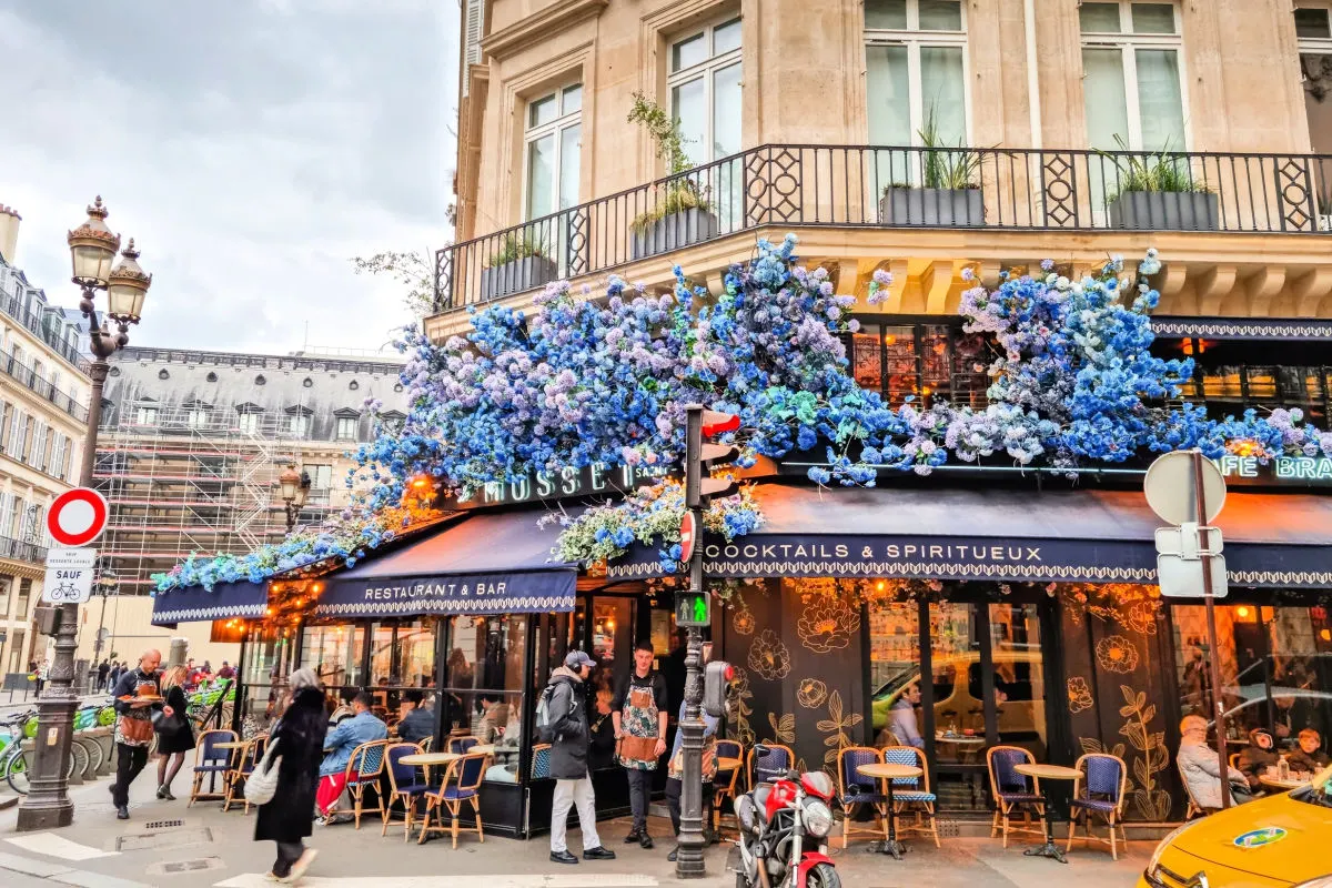 Bistro in the streets of Montmartre in Paris, France.