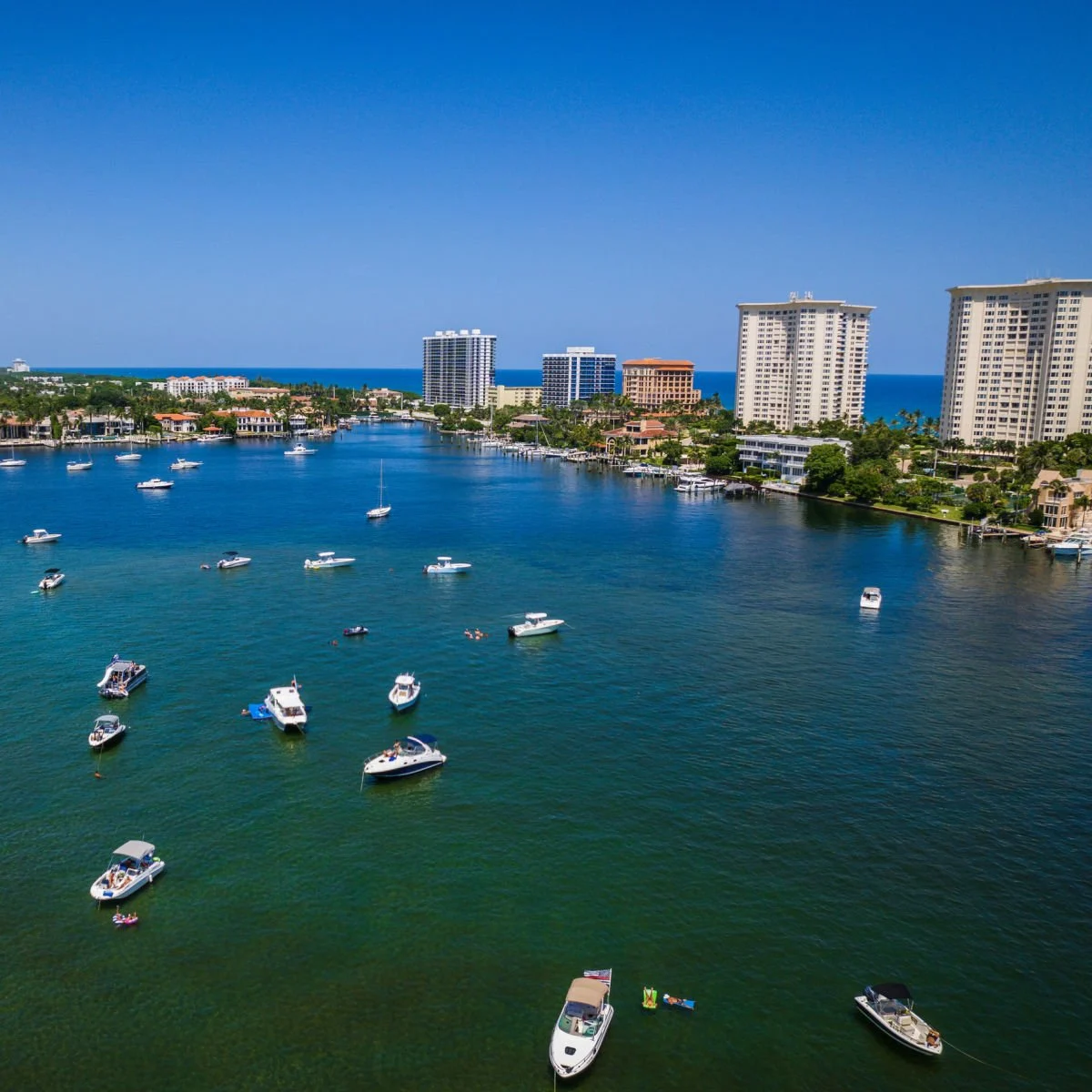 Boats in Boca Raton lake