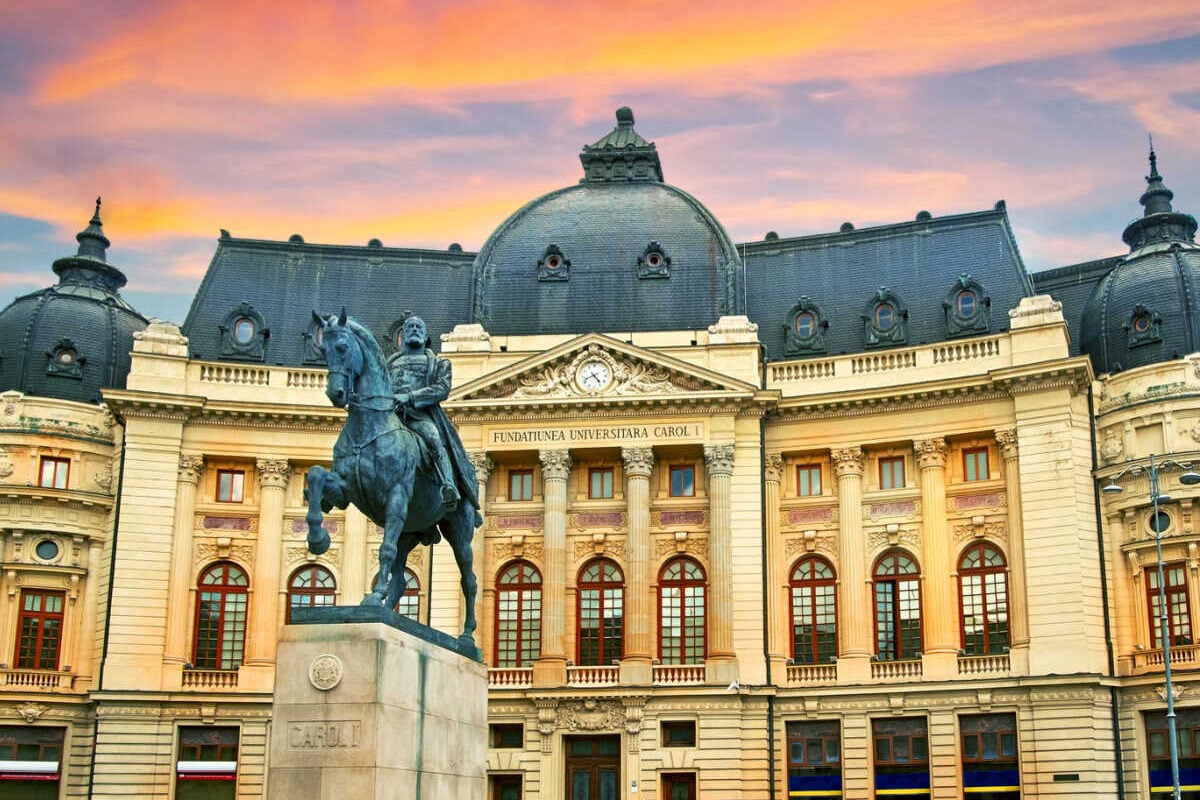 Bucharest National Library at twilight