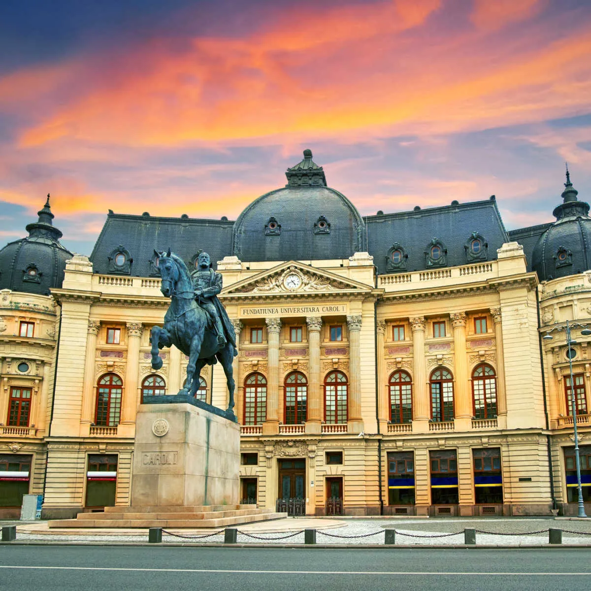 Bucharest National Library at twilight