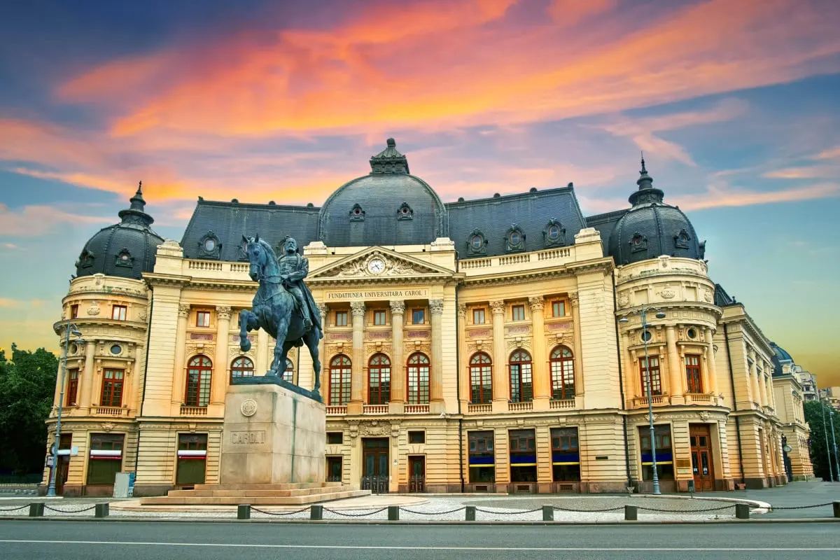 Bucharest National Library at twilight
