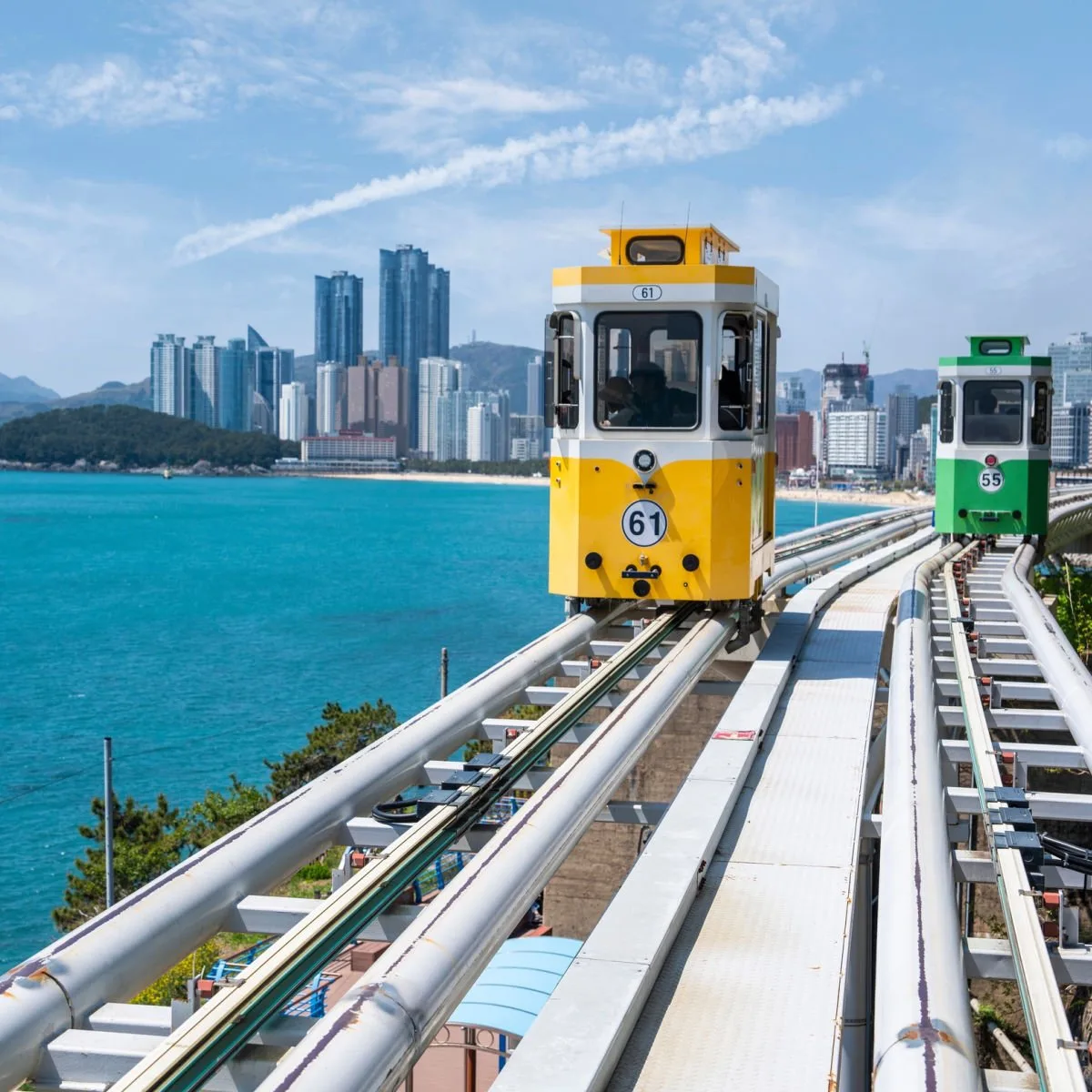 Capsule train on coast of Busan, South Korea