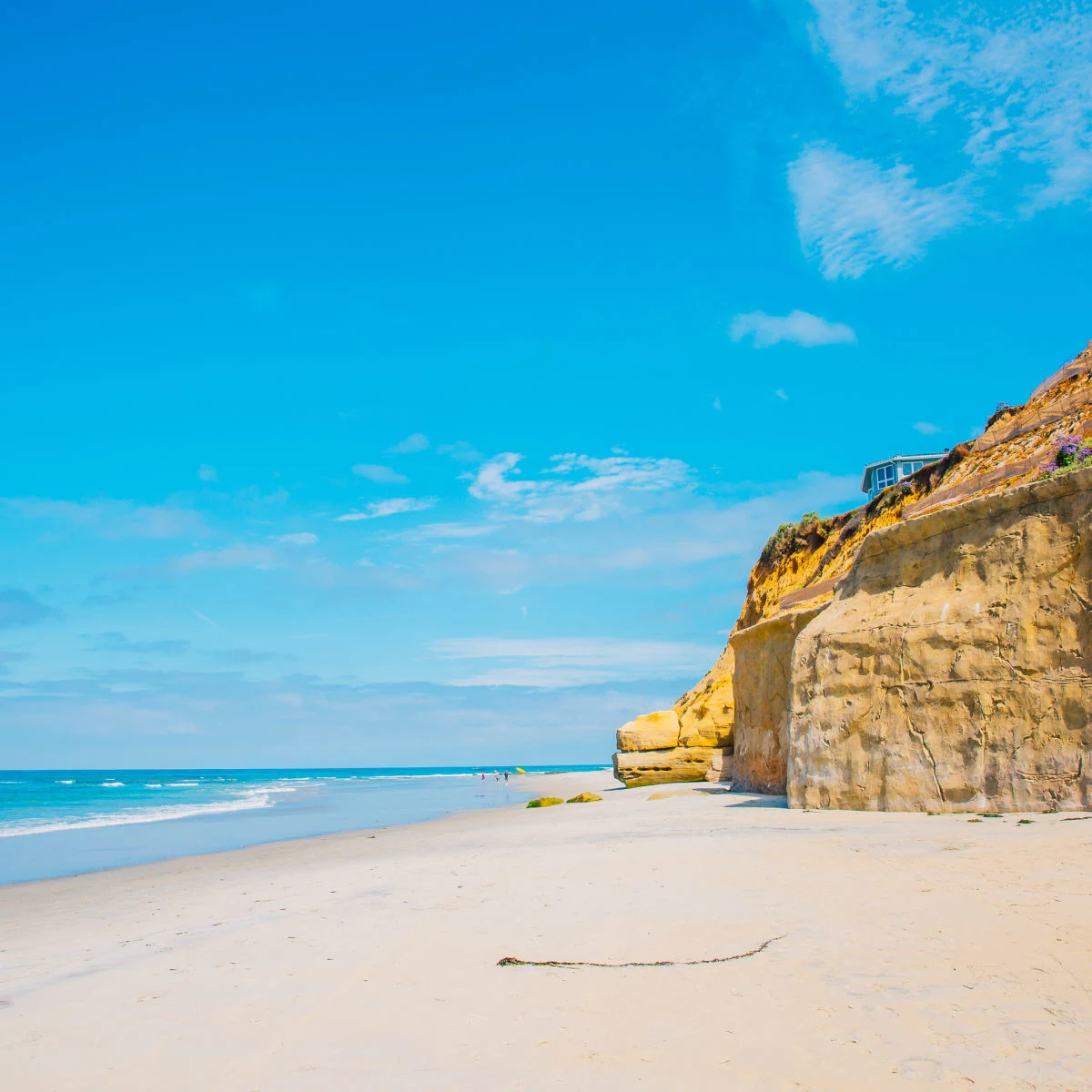 Crowd-free beach in Solana Beach, CA on nice day