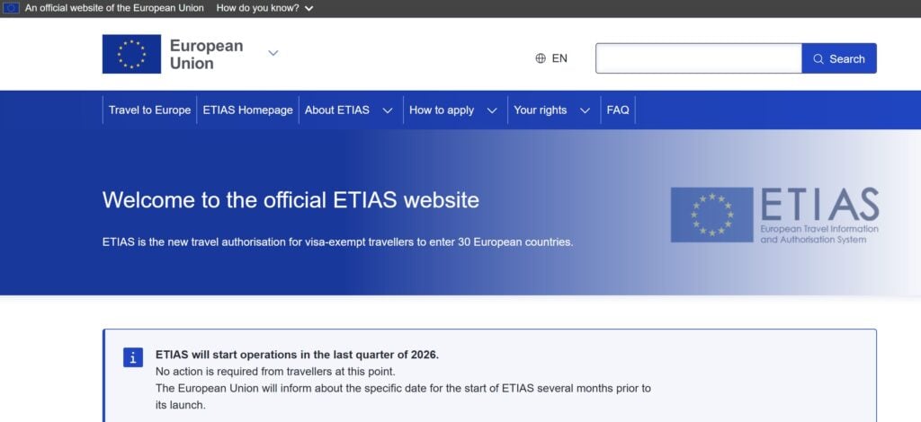 ETIAS offical Website