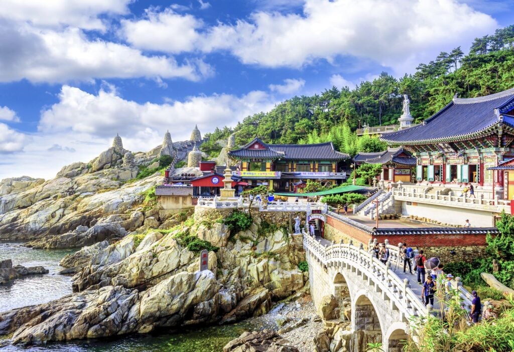 Haedong Yonggungsa Temple and Haeundae Sea in Busan,