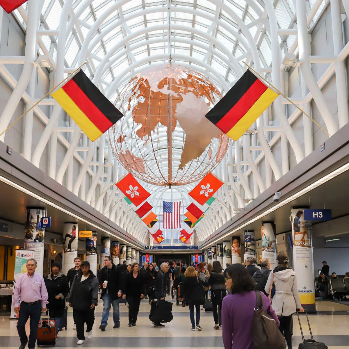 International flags at O'Hare