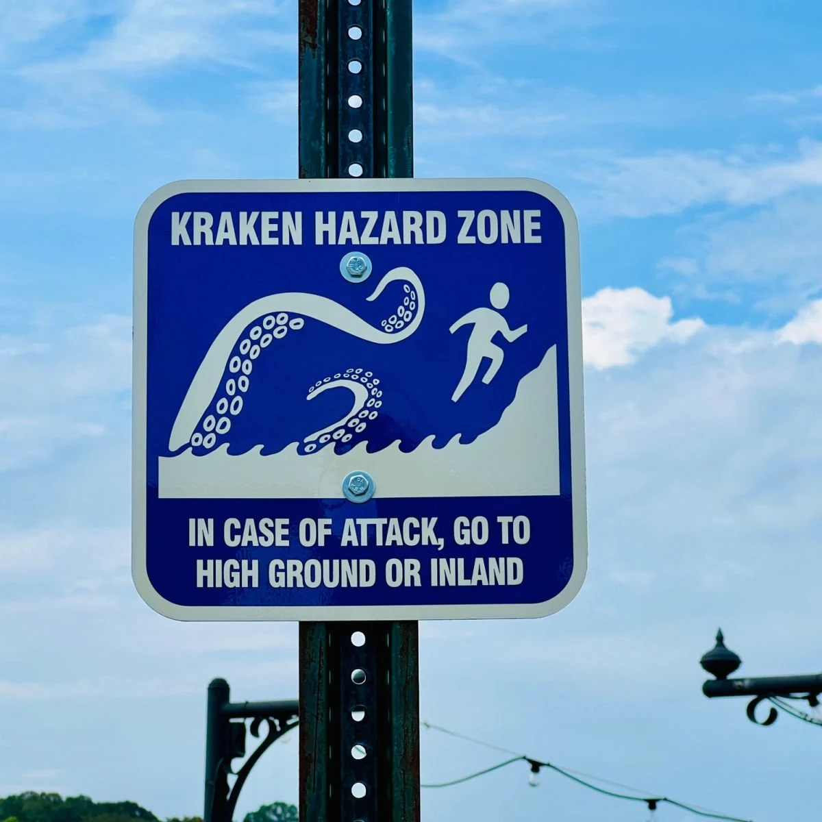 Kraken warning sign - Mystic, CT