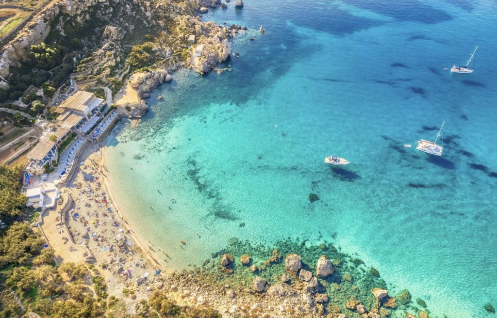 Landscape with Paradise bay beach, Malta