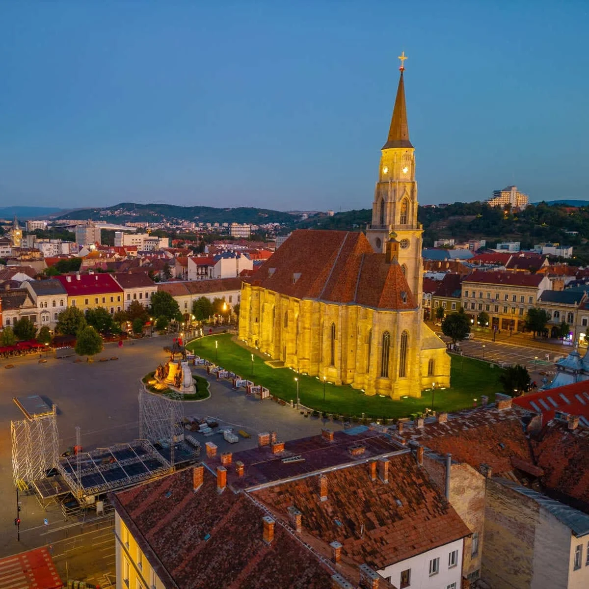 Panoramic View Of The Medieval Square In Cluj-Napoca, Romania