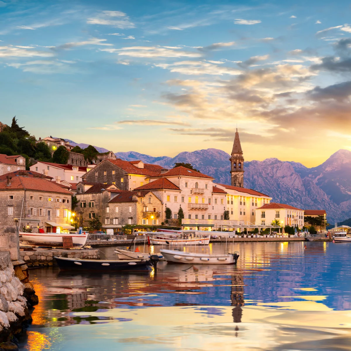 Perast in the Bay of Kotor in summer