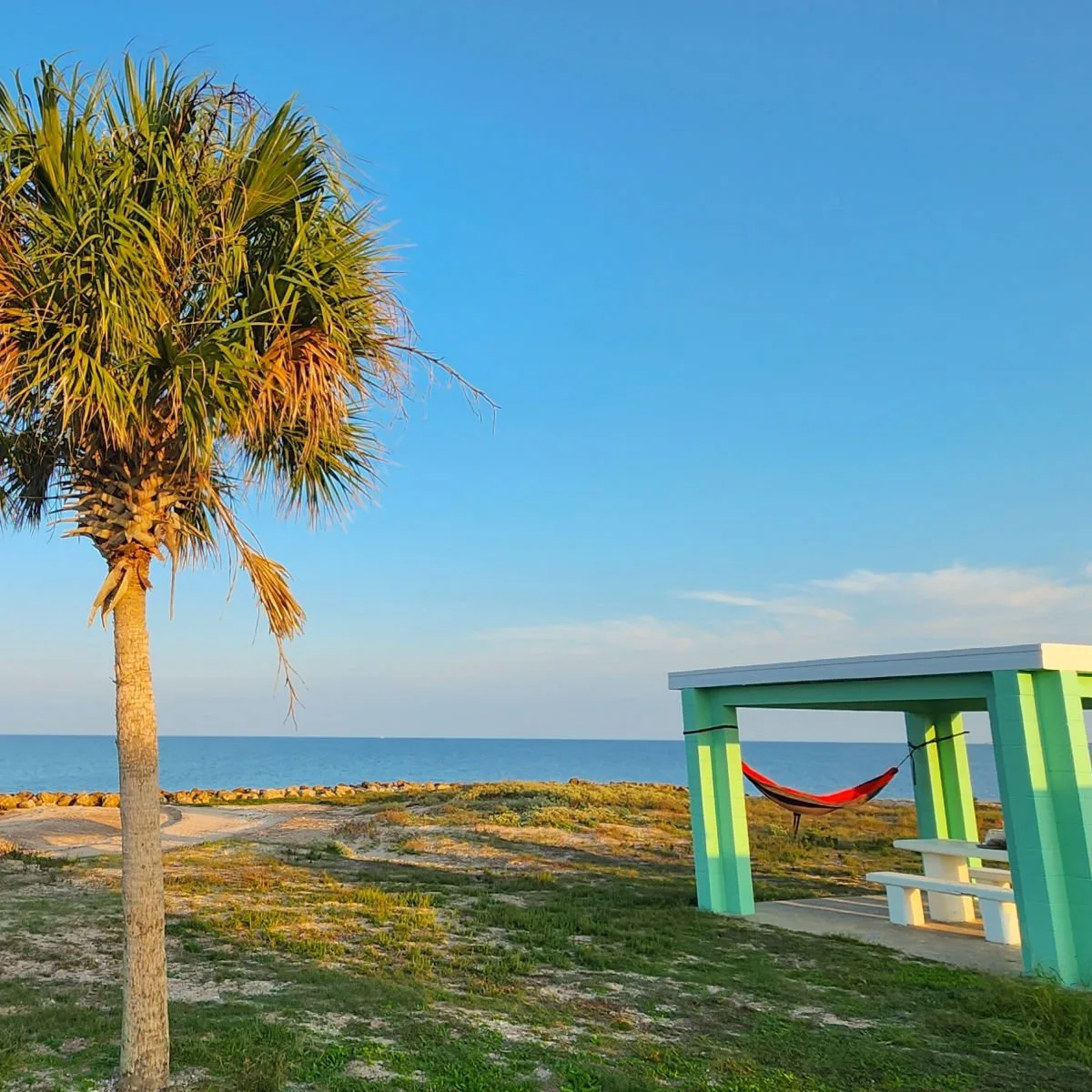 Picnic area on Port Lavaca, TX coast