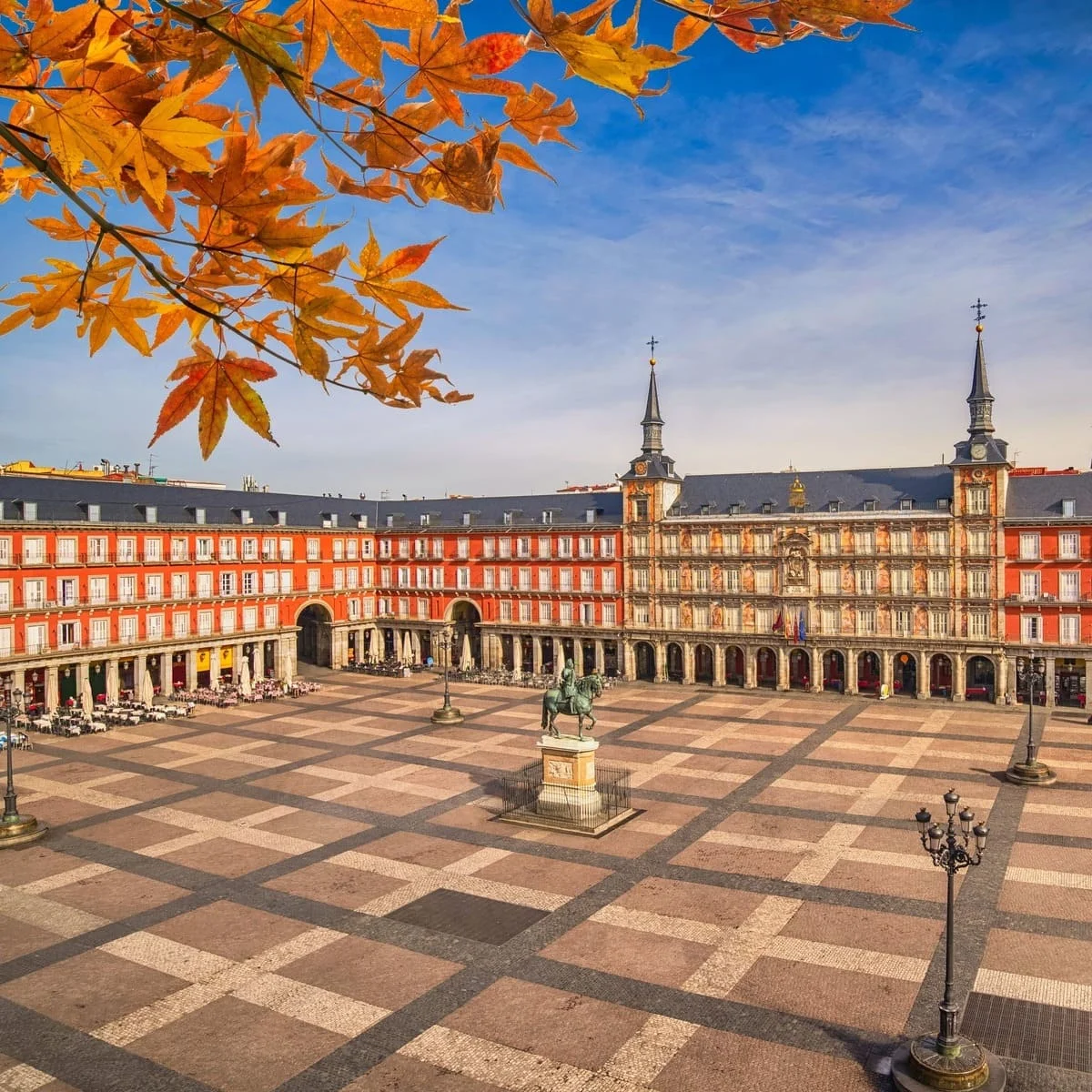 Plaza Mayor In Madrid In Spain In The Fall