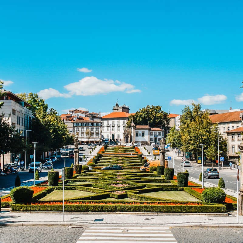 Scenic Garden In Guimaraes, Portugal