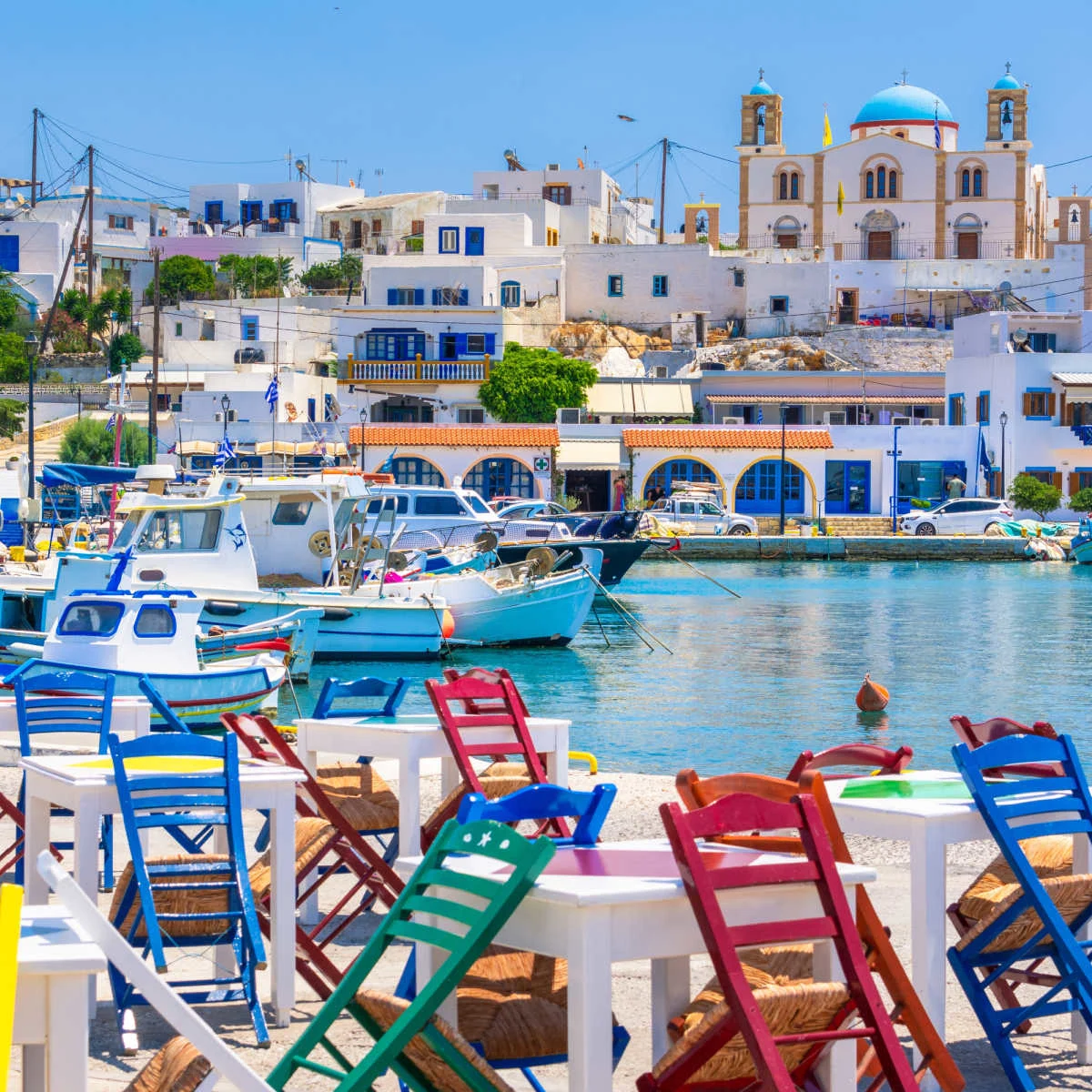 The picturesque harbor of Lipsi, Greece