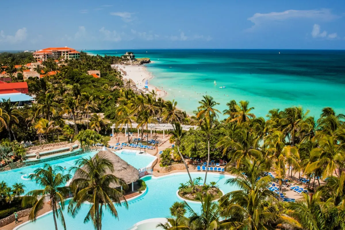 Aerial view of beach in Cuba