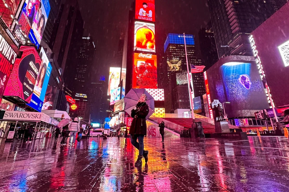 Woman in Time's Square in New York City