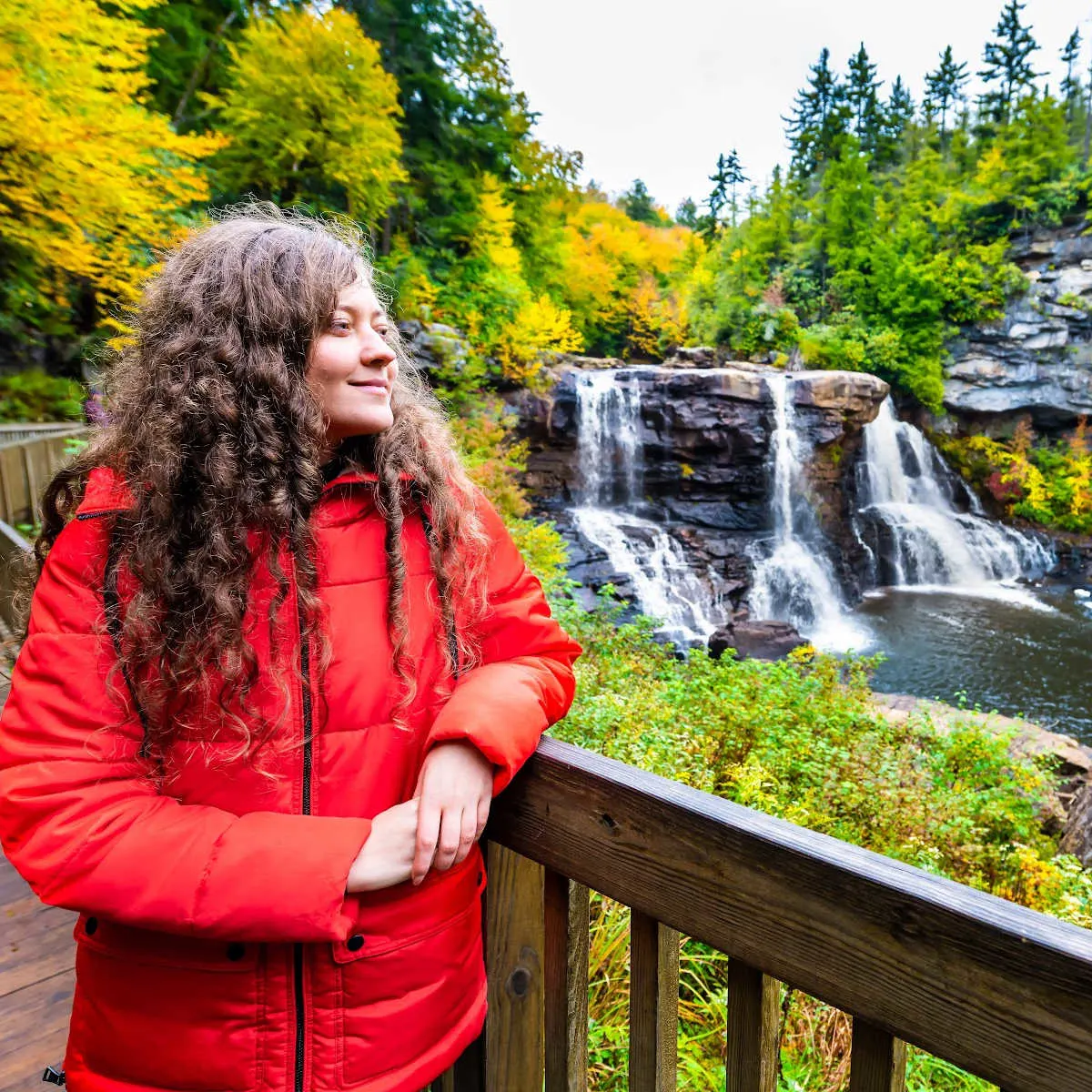 Woman posing at Blackwater Falls