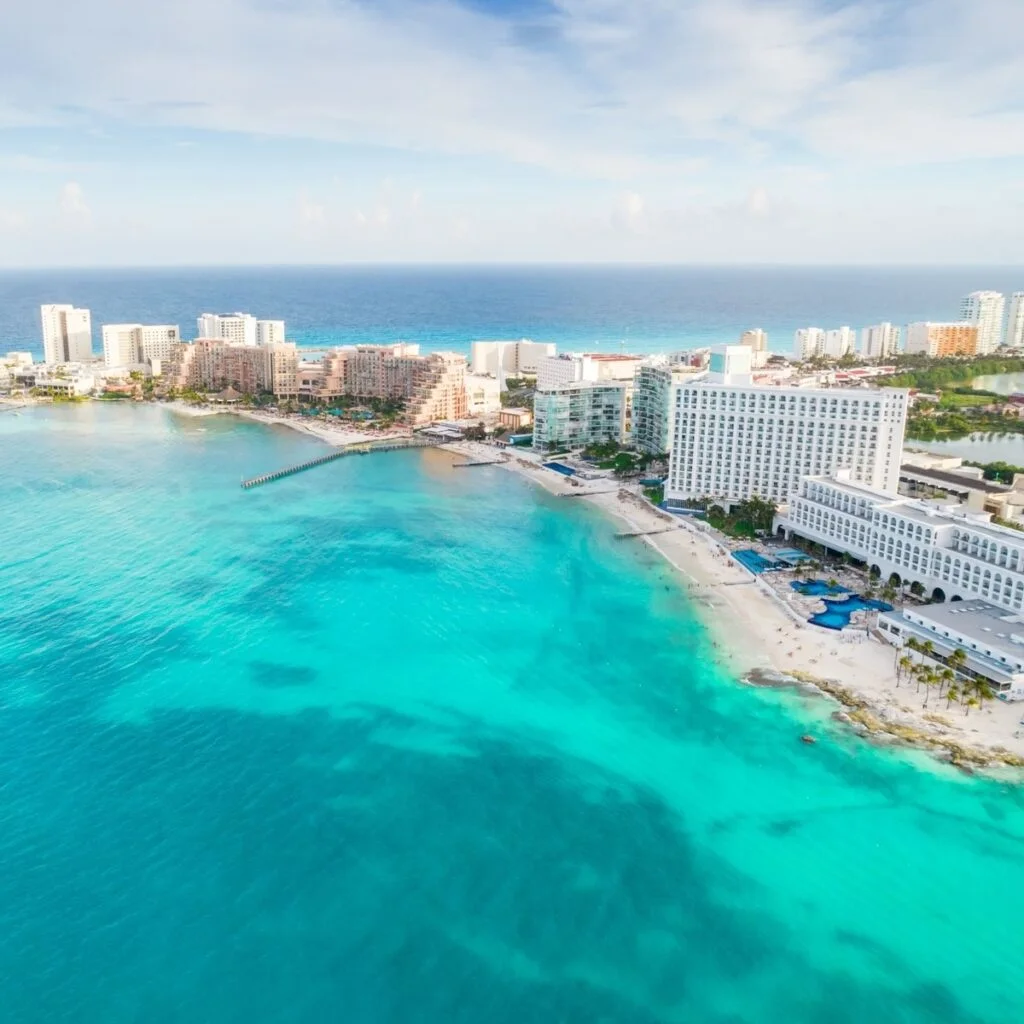 Aerial Panoramic View Of Cancun, Mexican Caribbean, Mexico