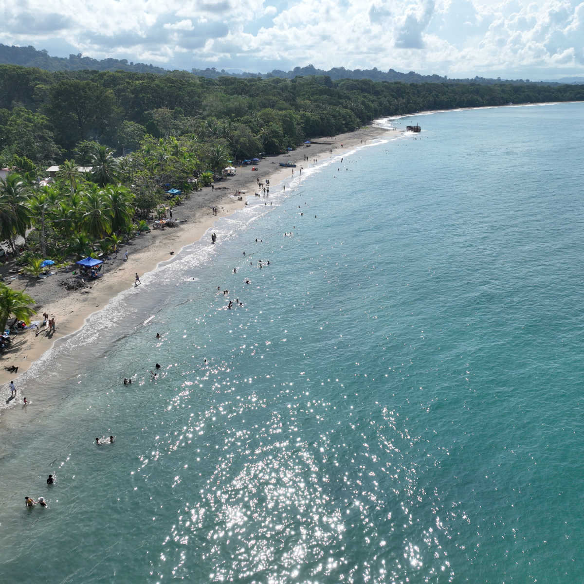 Aerial view of Cahuita, Costa Rica coastline