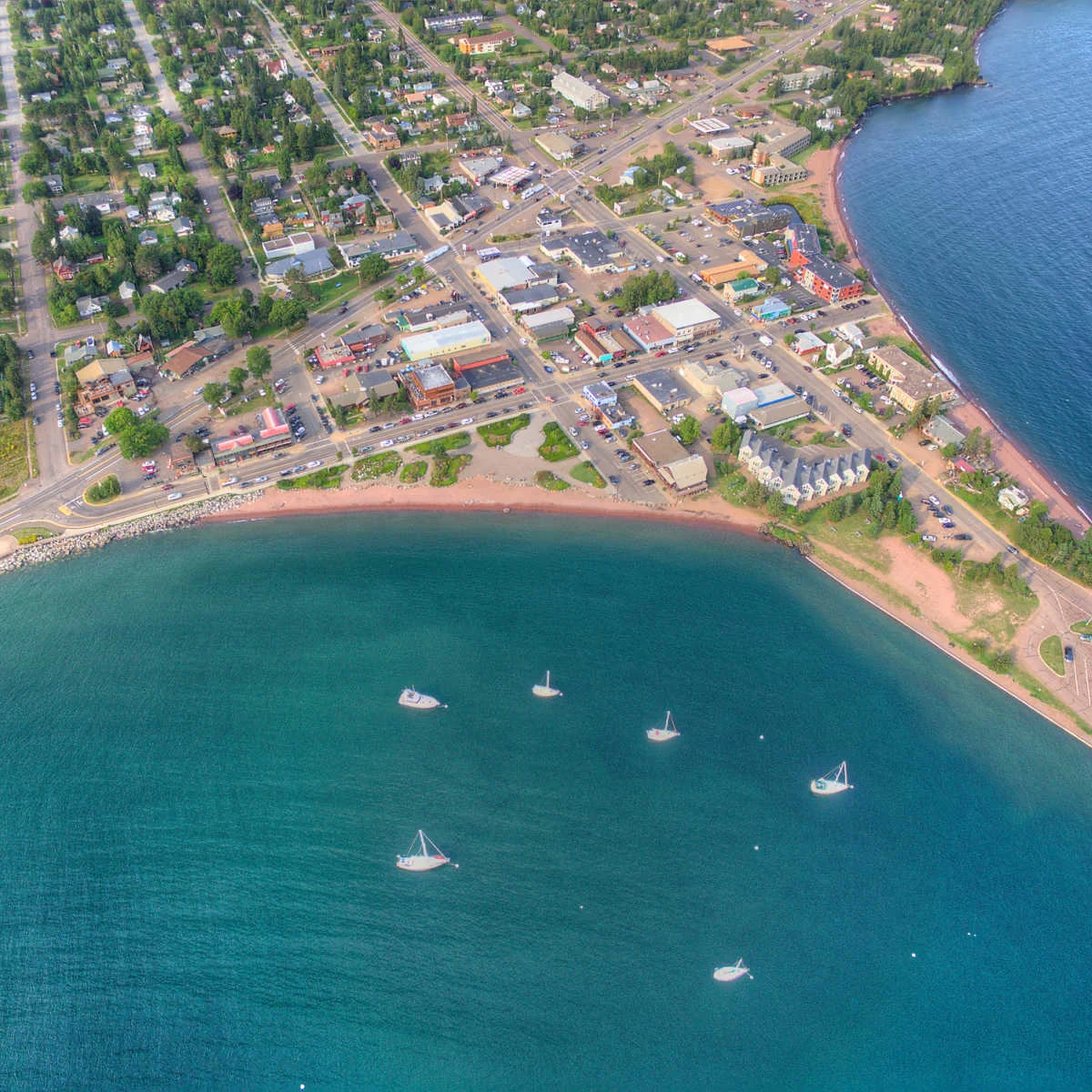 Aerial view of Grand Marias, MN